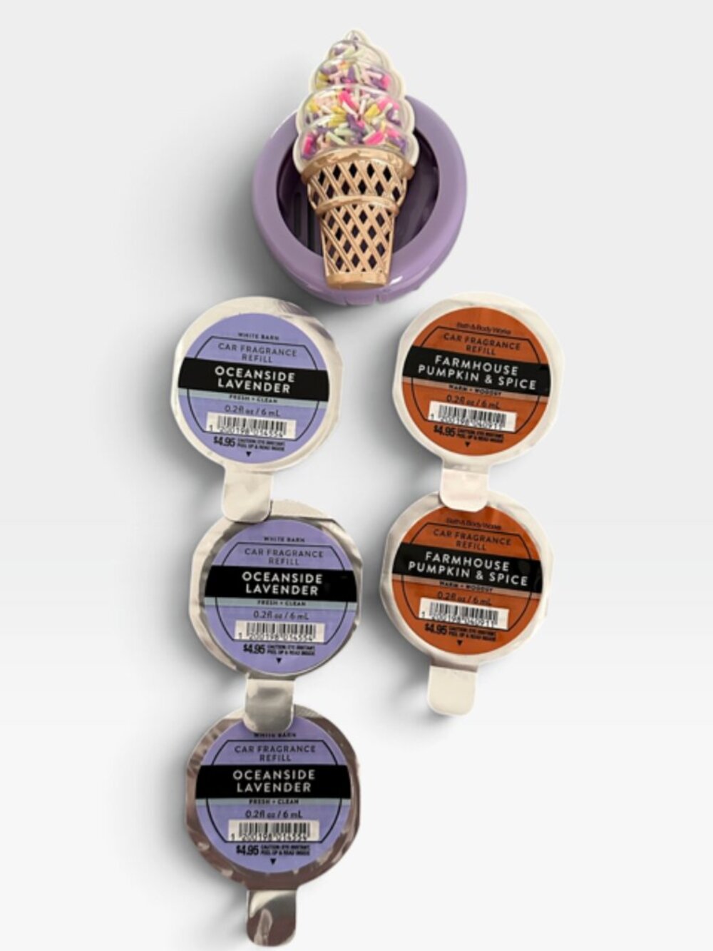 Bath & Body Works Ice Cream Car Fragrance Holder + 5 Refills